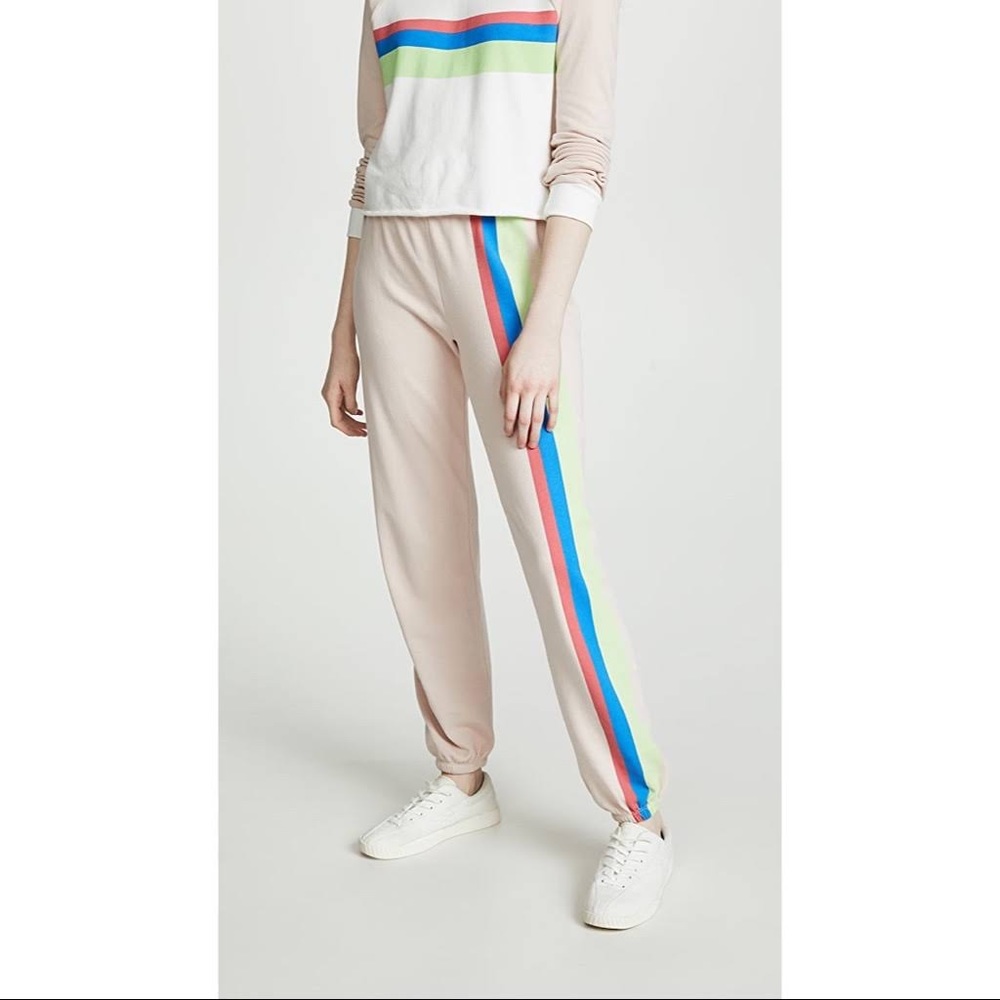 Wildfox Blush Joggers with Colorful Stripe